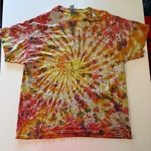 Gildan Heavy Cotton Purple Blue Pink And Green Spiral Tie Dye T-Shirt XL